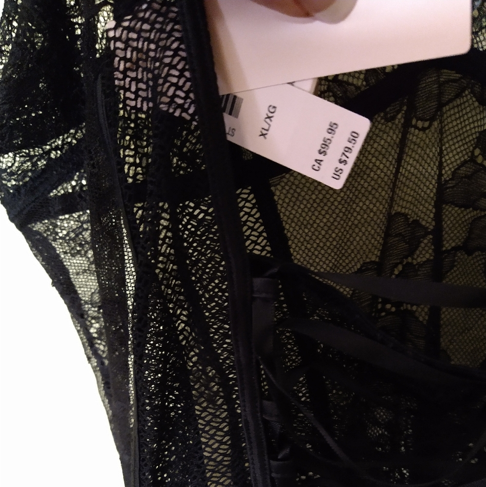 Victoria's Secret Black One-piece Garter Lingerie NWT - Picture 3 of 11
